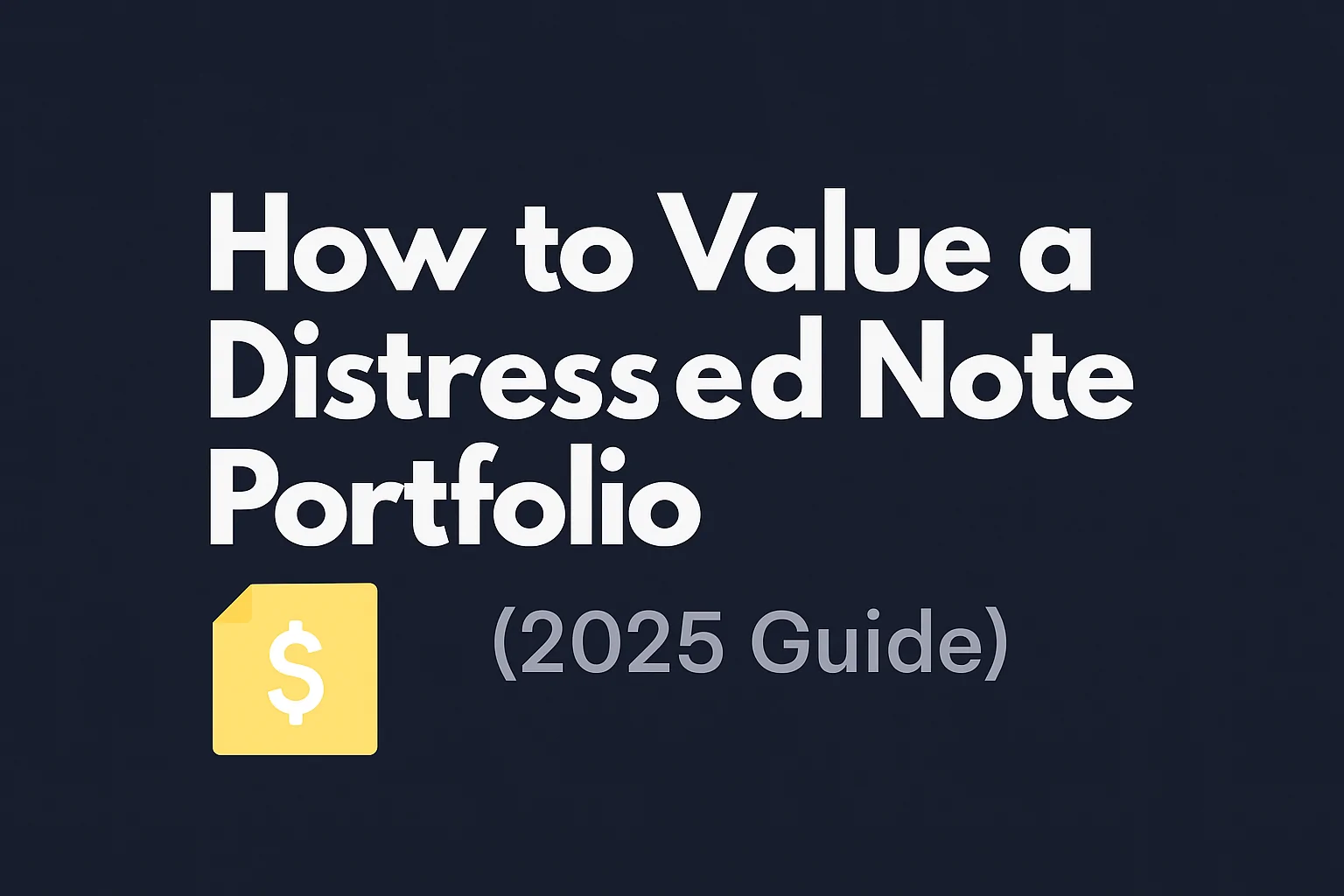 Value a distressed note portfolio
